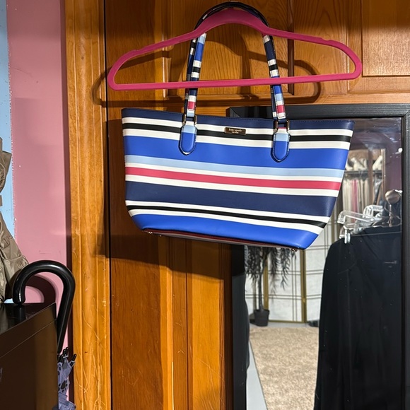 kate spade Handbags - Kate Spade Navy and Pink Striped Tote